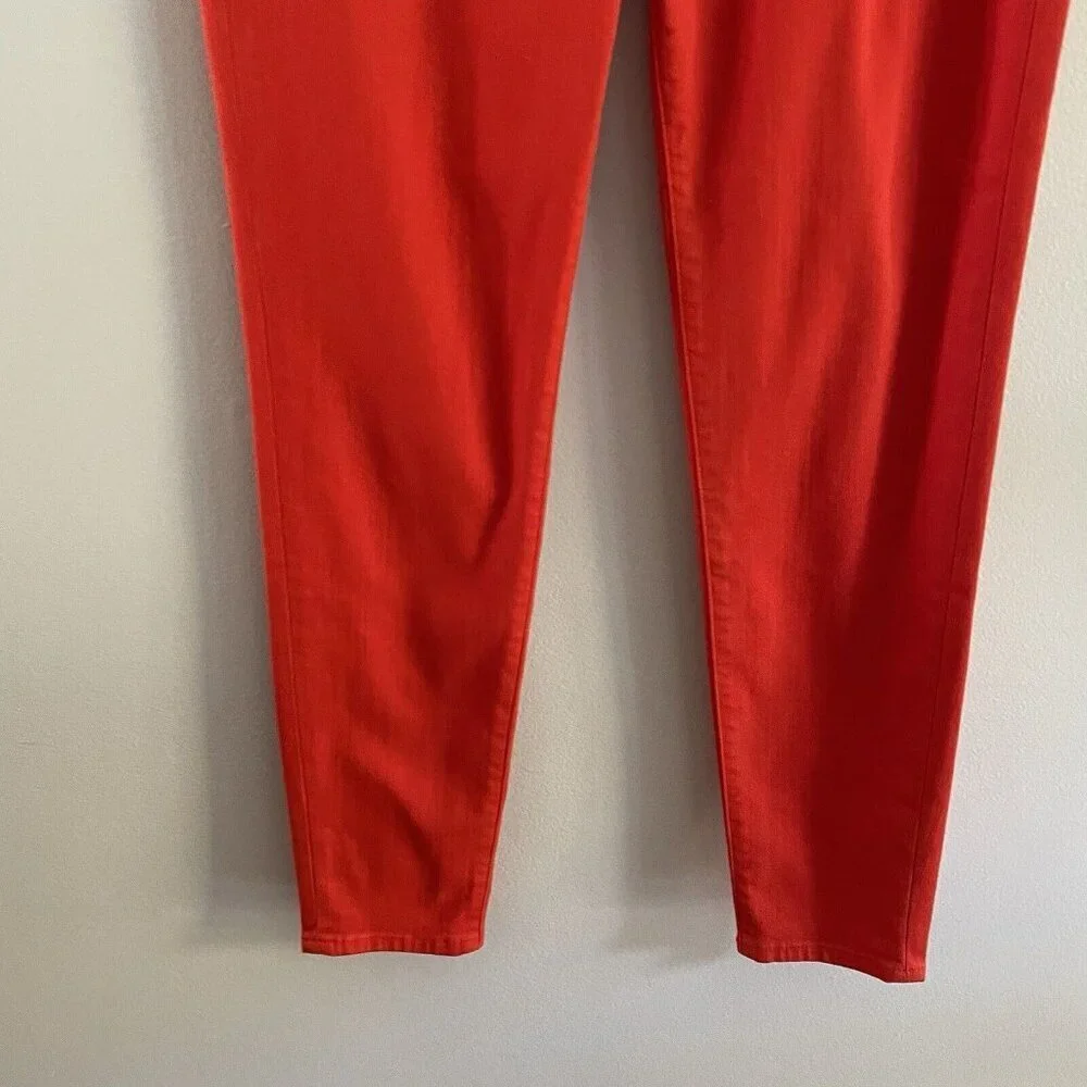 Lauren Ralph Lauren Women 10 Orange Denim Stretch Premier Skinny Ankle Jeans